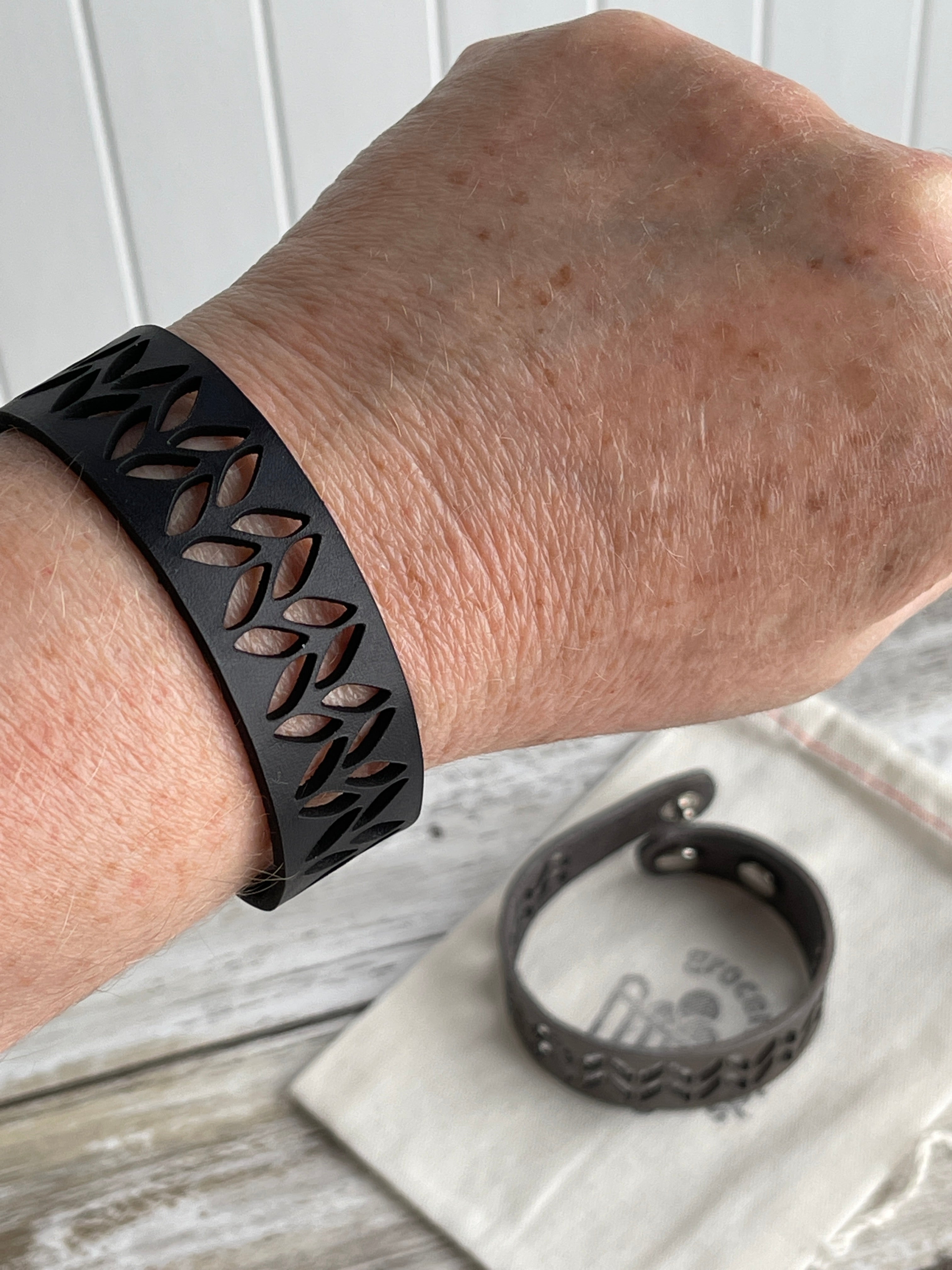 Leather Stockinette Cutout Bracelet