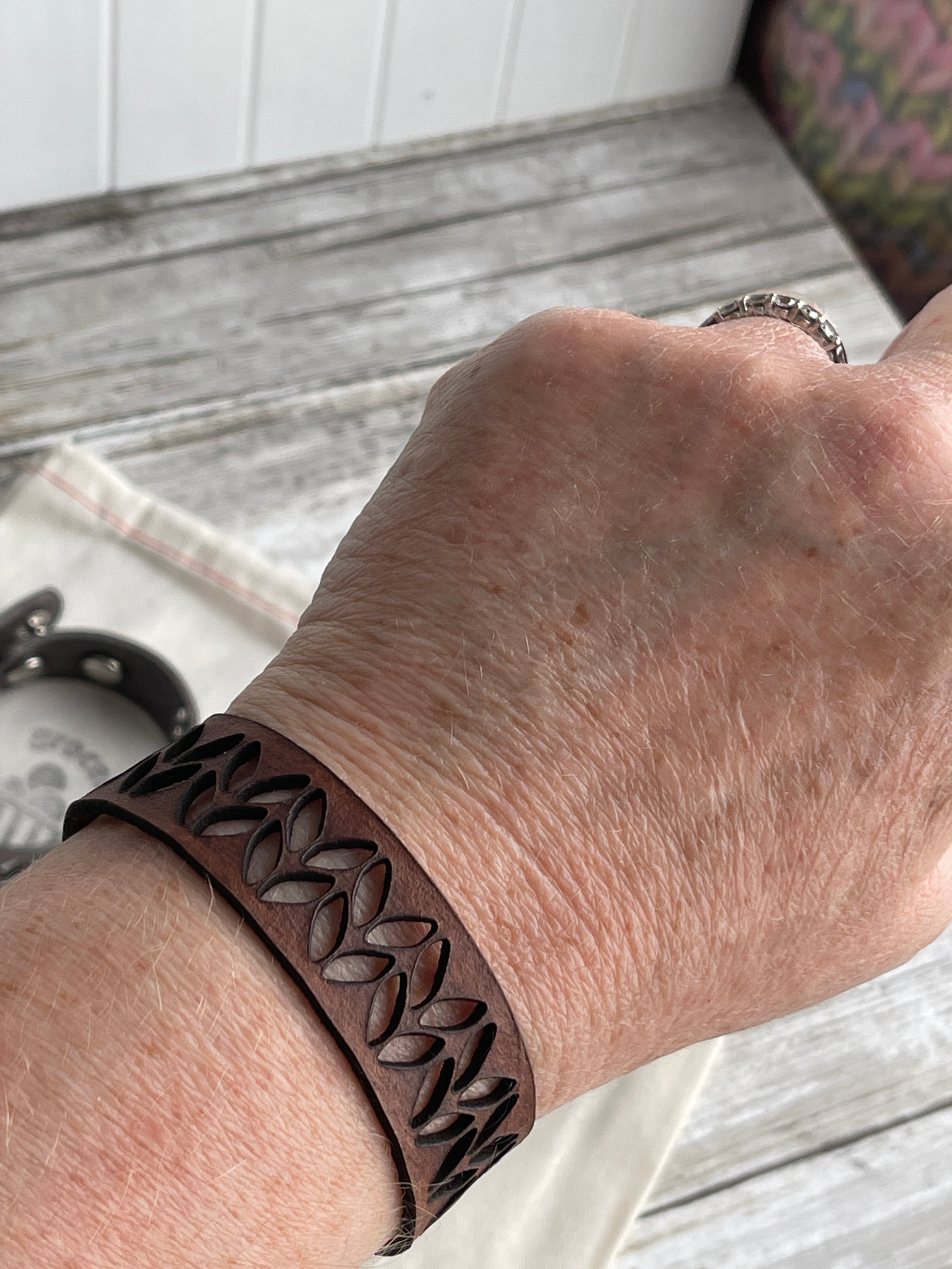 Leather Stockinette Cutout Bracelet