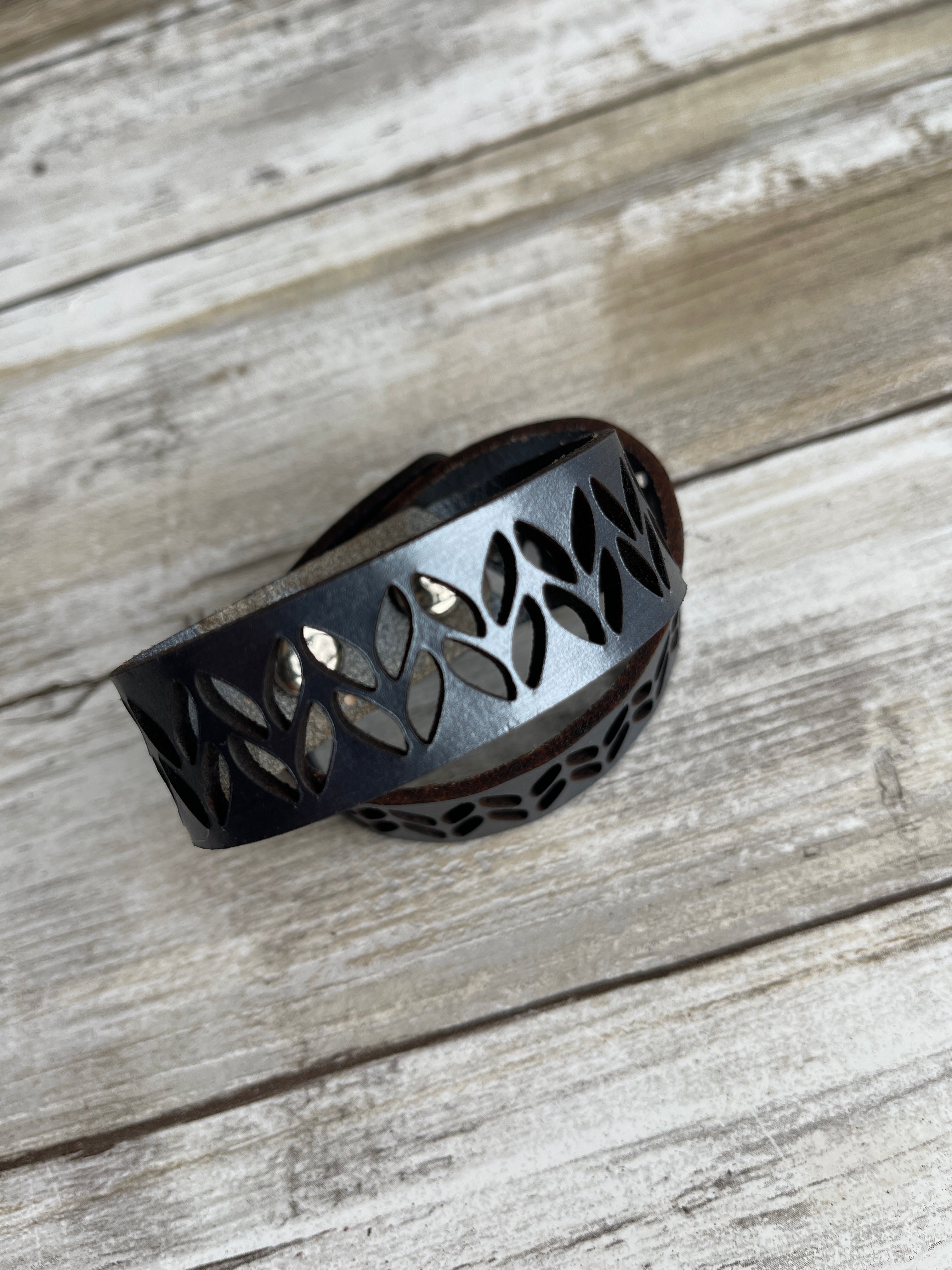 Leather Stockinette Cutout Bracelet