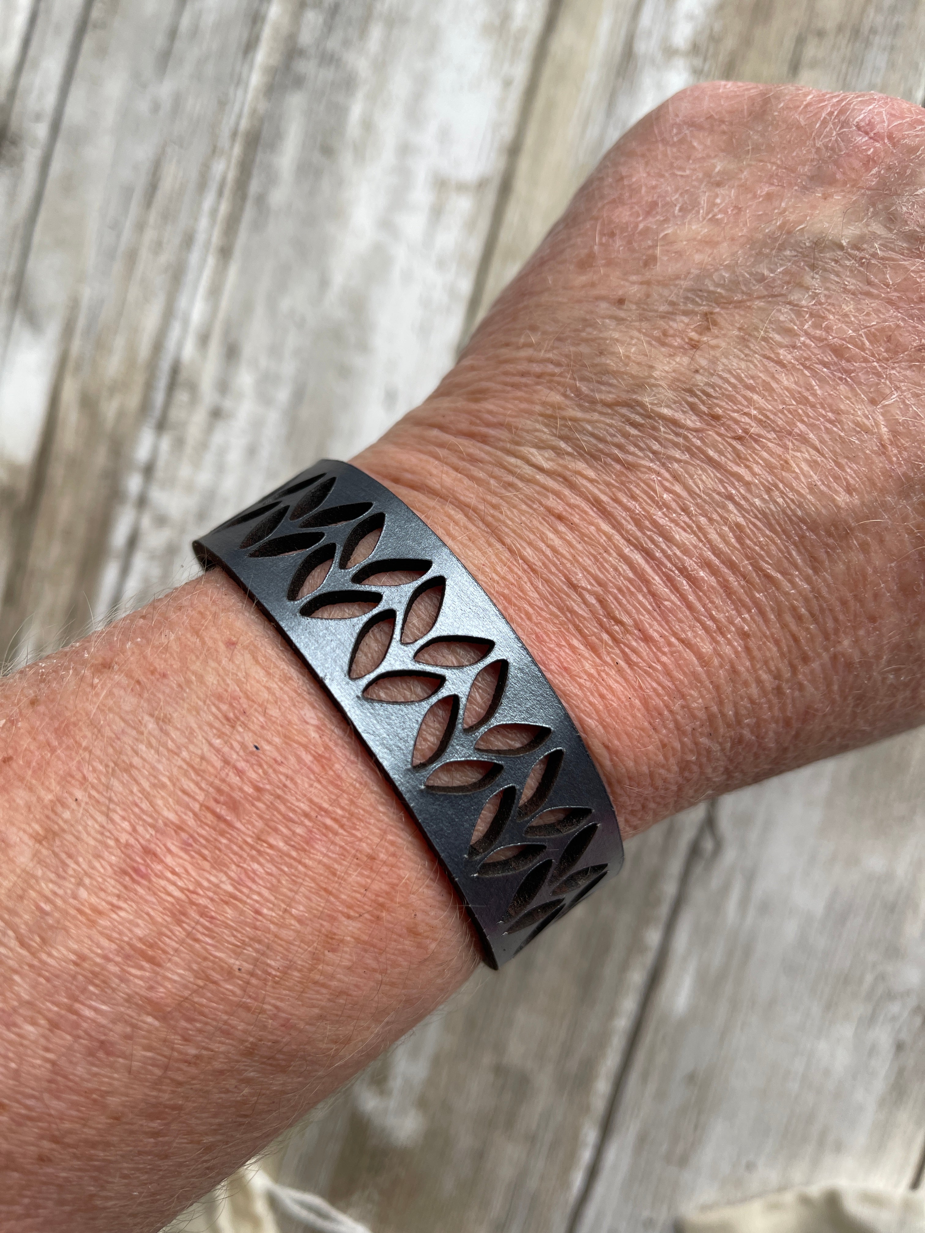 Leather Stockinette Cutout Bracelet