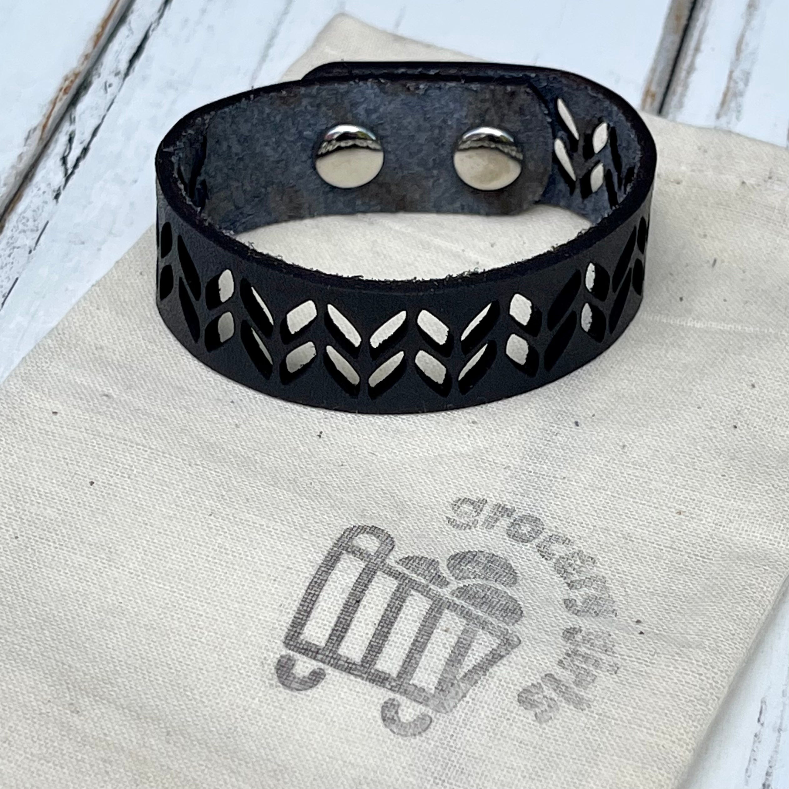 Leather Stockinette Cutout Bracelet