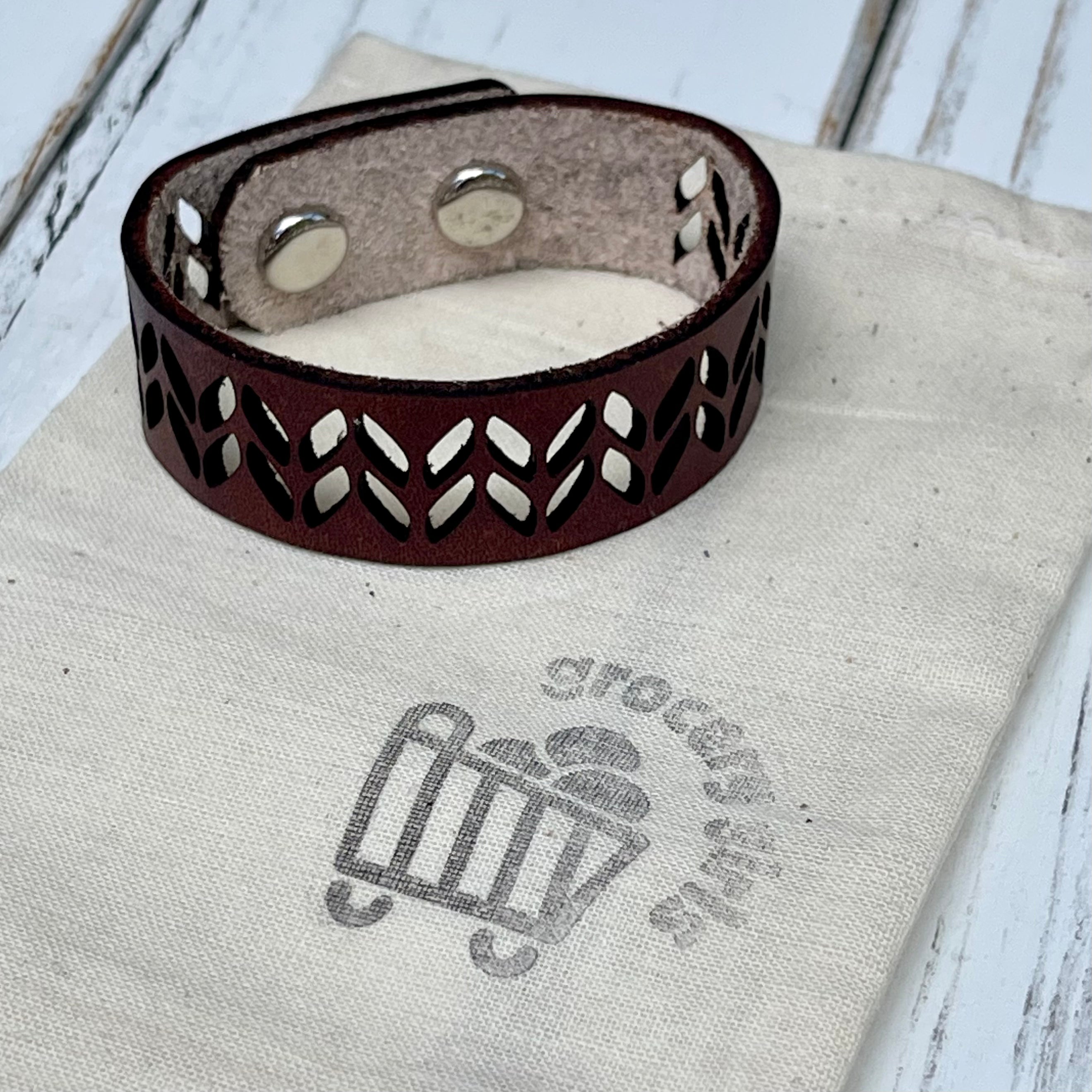 Leather Stockinette Cutout Bracelet